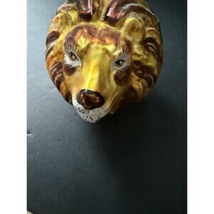 Vintage Handblown Lion Head Christmas Ornament Handpainted Large Safari